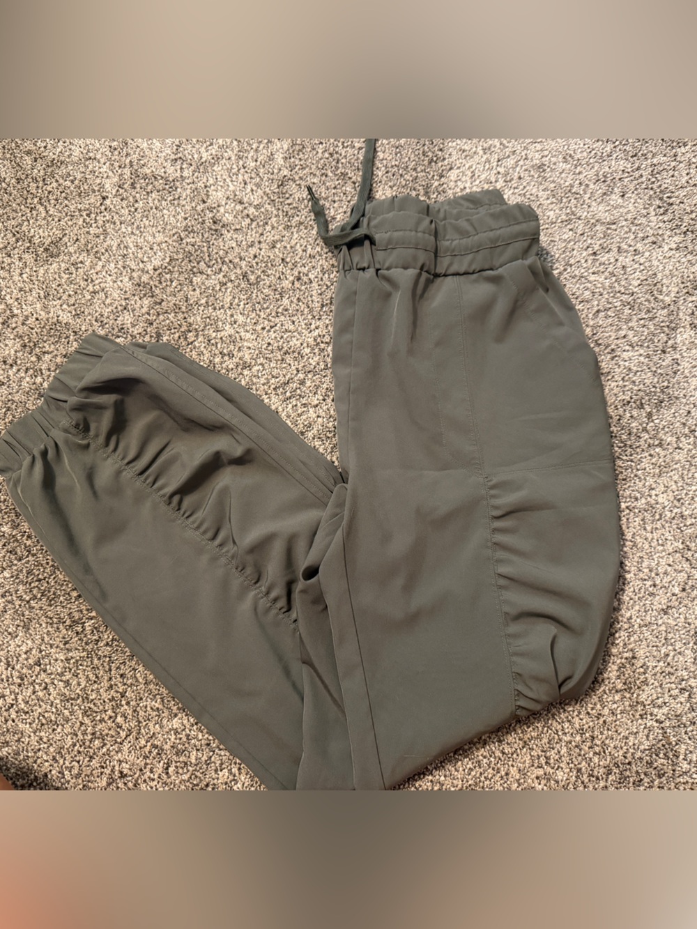 Olive Green Ruffle Jogger Pants